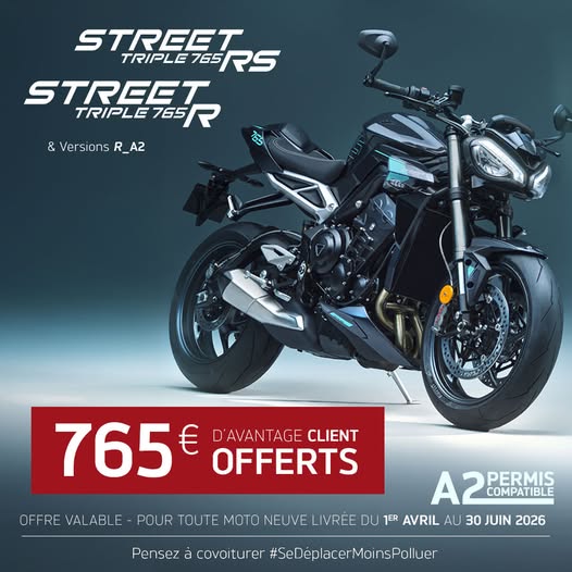 Offre spéciale sur la STREET TRIPLE 765 R & RS chez votre concessionnaire Triumph